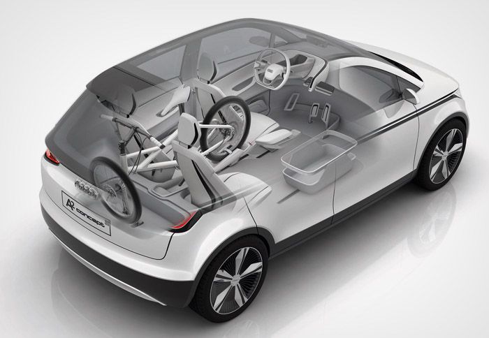 Στο εσωτερικό φαίνεται πως θα υπάρχουν πολυχρηστικές λύσεις, με κρυφούς αποθηκευτικούς χώρους και μεγάλες μεταφορικές δυνατότητες, χάρη και στο επίπεδ